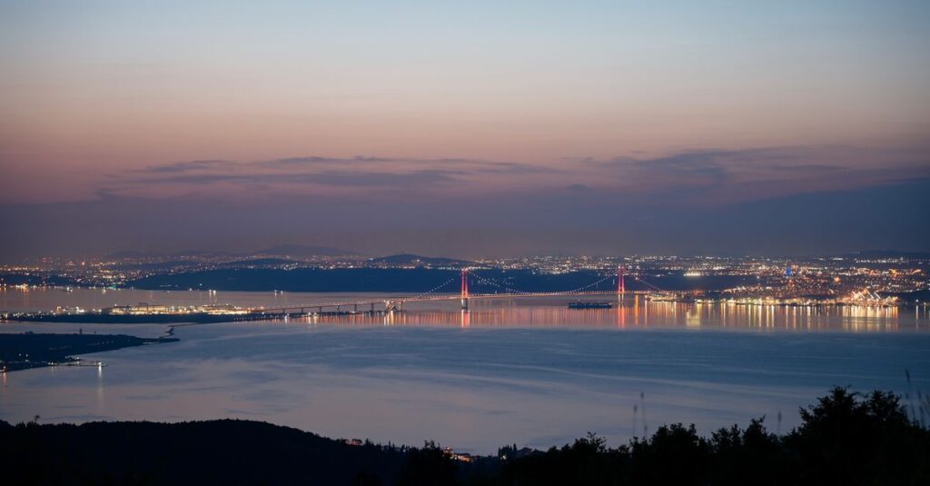 蔵王山展望台から眺める三河湾の夜景